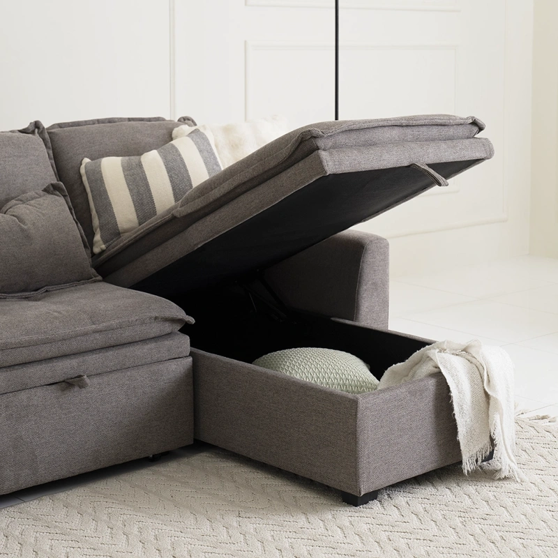 Misha Sofa Bed extended view in brown