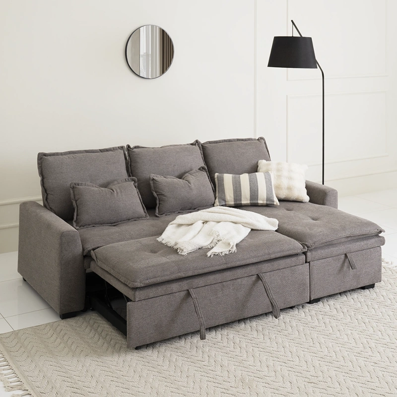 Misha Corner Sofa Bed side view in brown