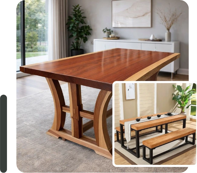 Solid wooden dining table Dubai